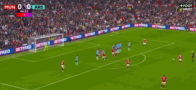 【英超】曼联1比1阿森纳，B费任意球破门，赖斯扳平