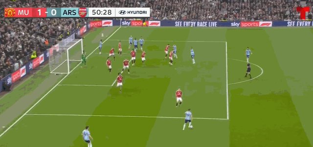 【英超】曼联1比1阿森纳，B费任意球破门，赖斯扳平