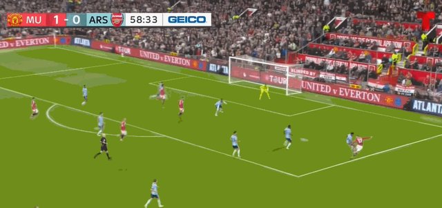 【英超】曼联1比1阿森纳，B费任意球破门，赖斯扳平