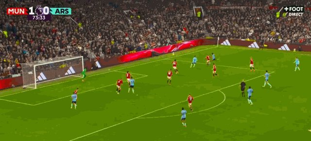 【英超】曼联1比1阿森纳，B费任意球破门，赖斯扳平